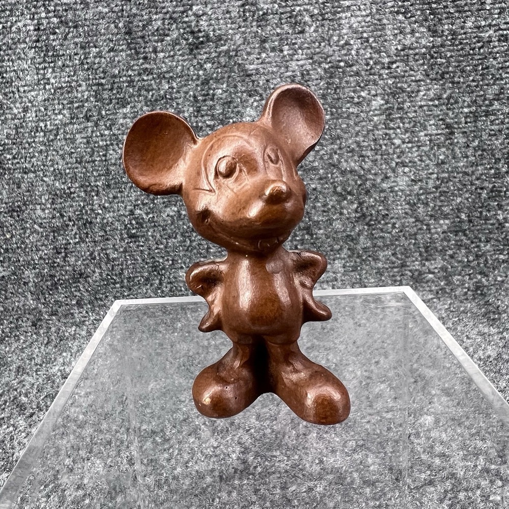 Vintage MIckey Mouse Wood Like Figure 2.5"